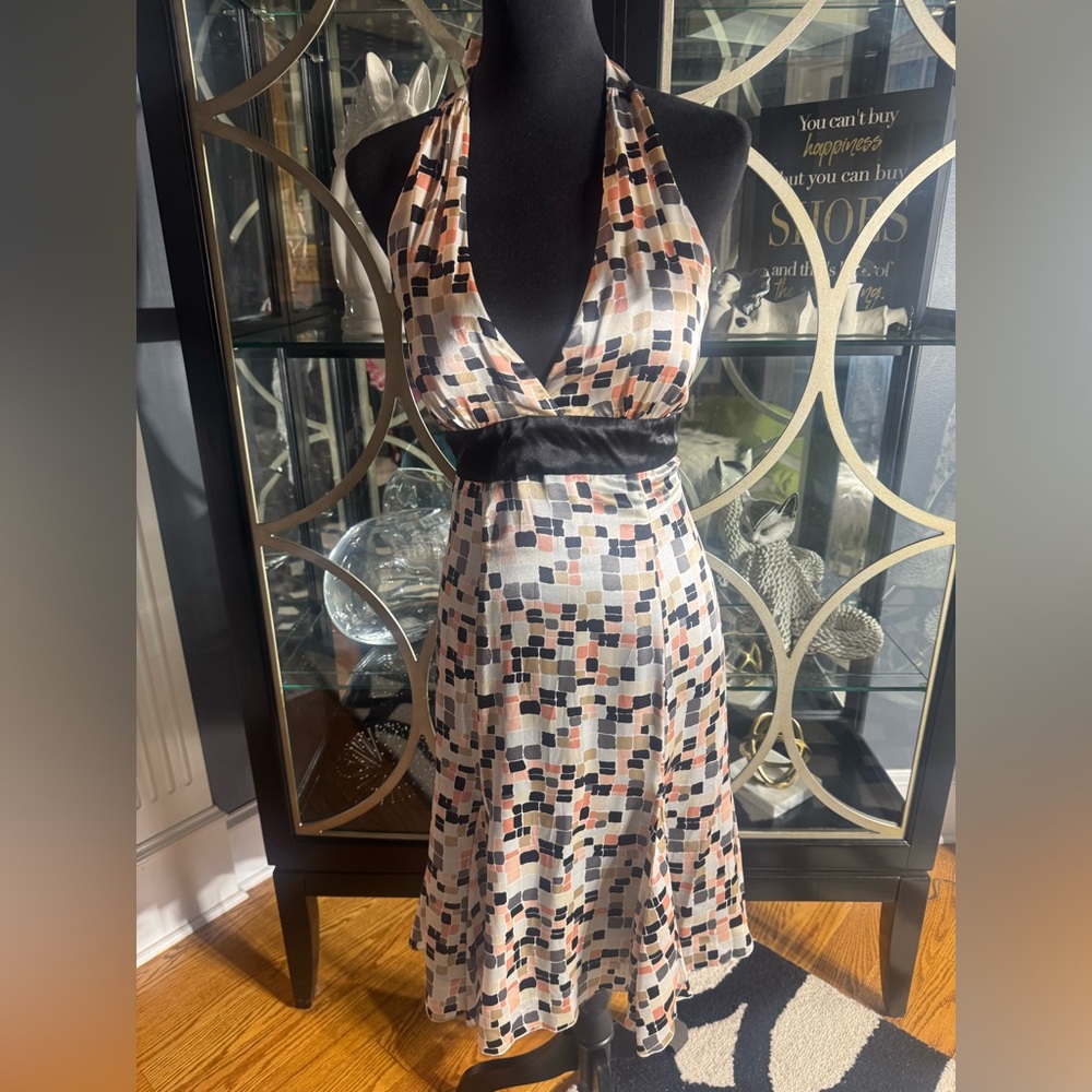 Black Pink Silver Gold Halter Dress
